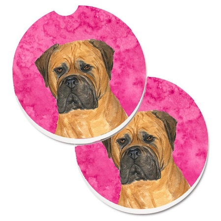 Carolines Treasures Pink Bullmastiff Set of 2 Cup Holder Car Coaster SS4793-PKCARC